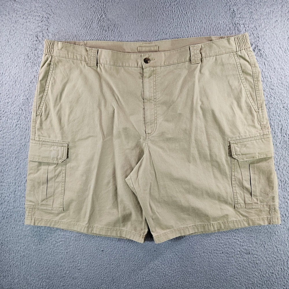 LL Bean Mens Comfort Waist Cargo Shorts 46 Khaki Tan Cotton Utility